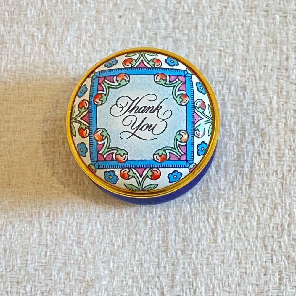 Halcyon Days Enamel “Thank You” Box